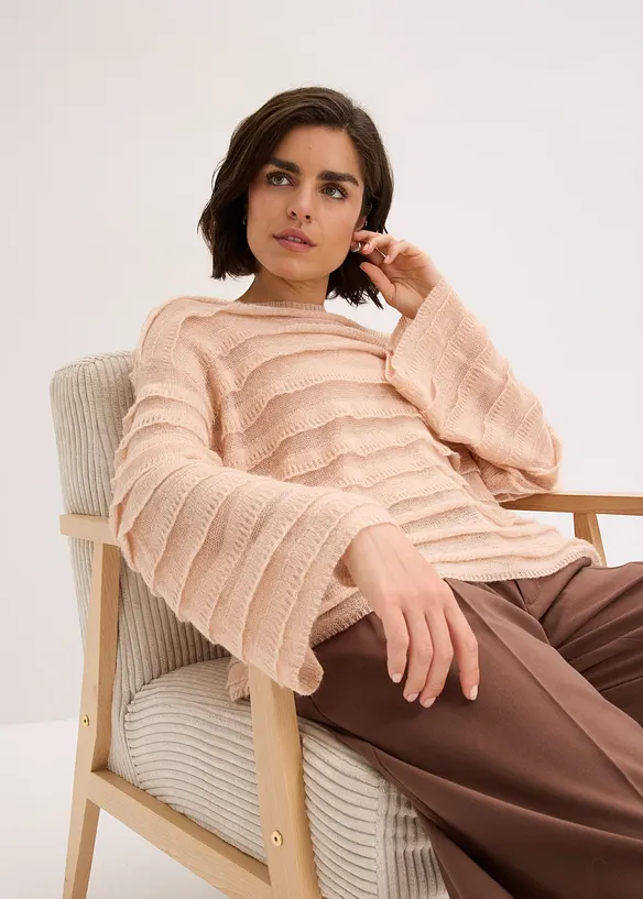 Oversized genser, semitransparent, bonprix