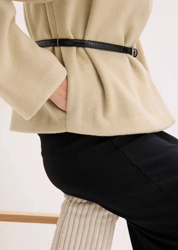 Oversized blazer i ullstil med belte, ufôret, bonprix