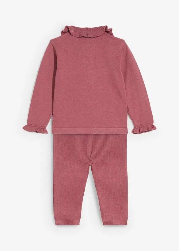 Strikket genser med volang-krage og leggings (2-delt sett), bonprix
