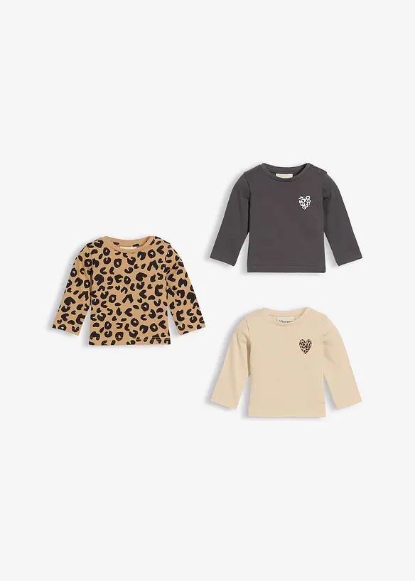 Lang topp i 100% økologisk bomull (3-pack), bonprix