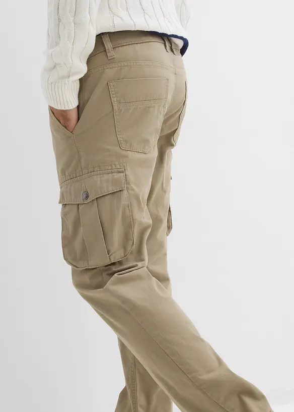 Regular Fit cargobukse i ren bomull, Straight, bonprix