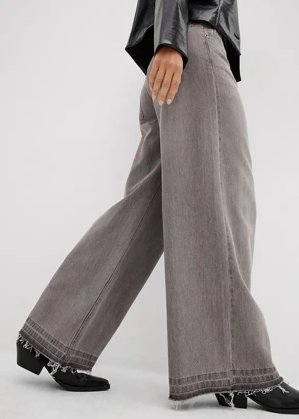 Wide Leg-jeans Mid Waist, komfortlinning, bonprix