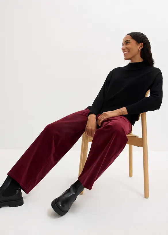 Kordfløyelsbukse med komfortlinning, High Waist, bonprix