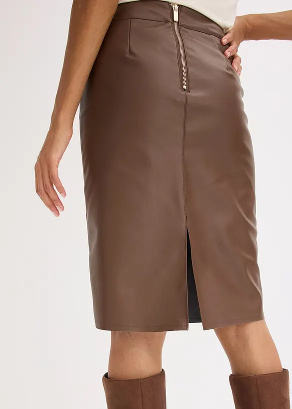 Trendy blyantskjørt i imitert skinn, bonprix