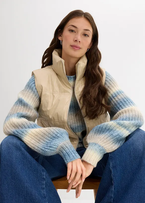 Vattert vest i imitert skinn, bonprix