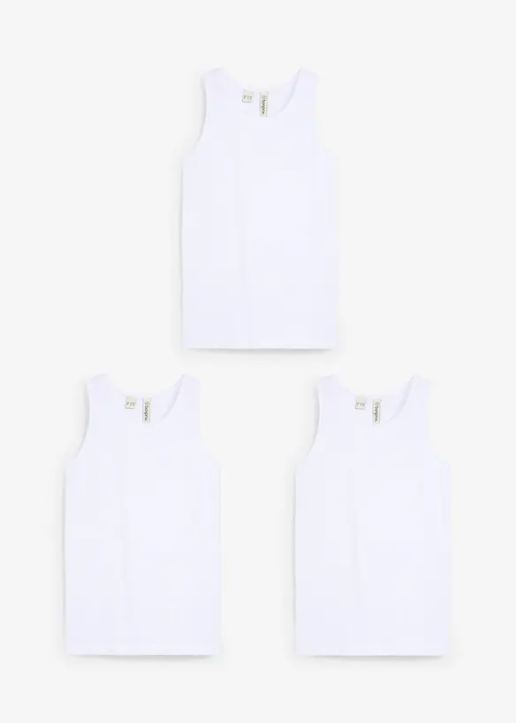 Singlet med myk økologisk bomull (3-pack), bonprix
