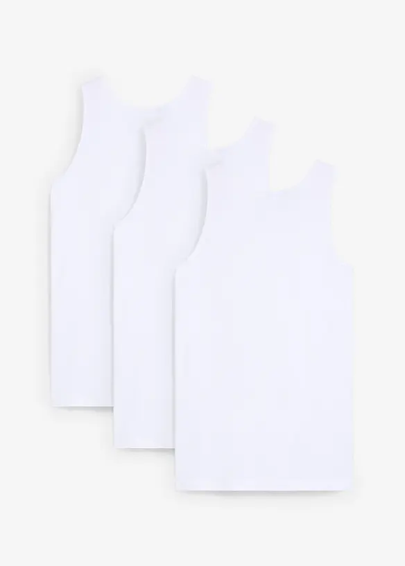 Singlet med myk økologisk bomull (3-pack), bonprix