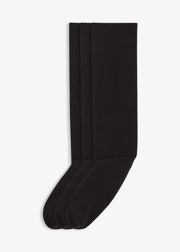 Termo-knestrømper (3-pack) 120den i fin strømpekvalitet med innvendig fleece, bonprix