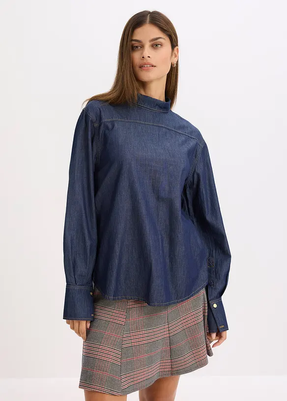 Denimbluse med brede mansjetter, bonprix