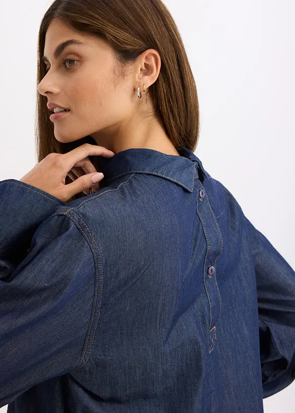 Denimbluse med brede mansjetter, bonprix