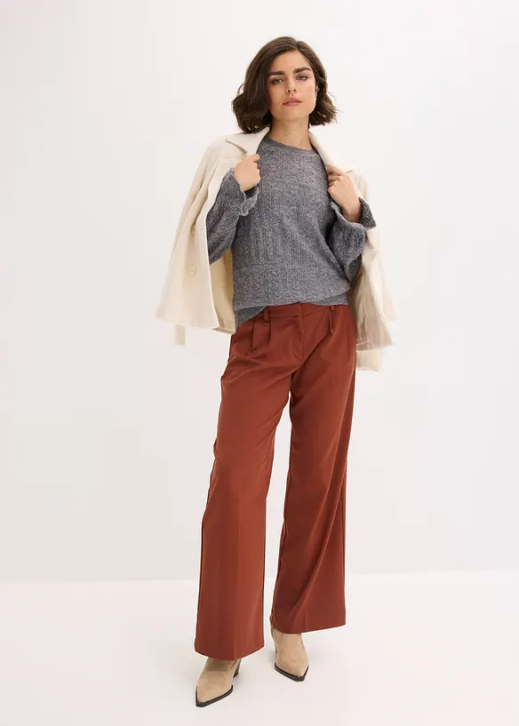 Strikkegenser med hullmønster, bonprix