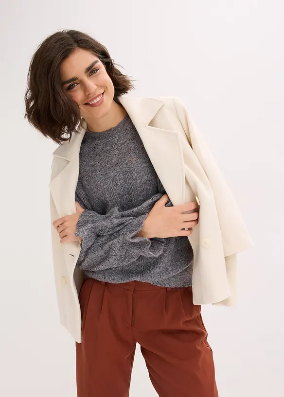 Strikkegenser med hullmønster, bonprix