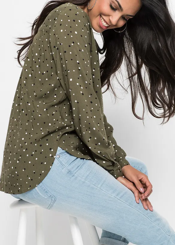 Bluse med prikker, bonprix