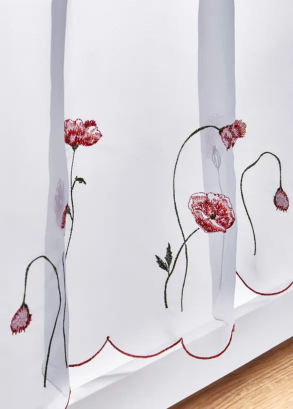 Transparent gardinkappe med blomsterbroderi, bonprix