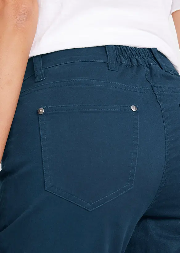 Capri-bukse i bomull med komfortlinning og knapper, bonprix