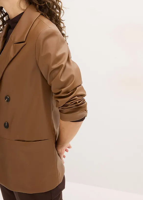 Oversized blazer i imitert skinn, bonprix