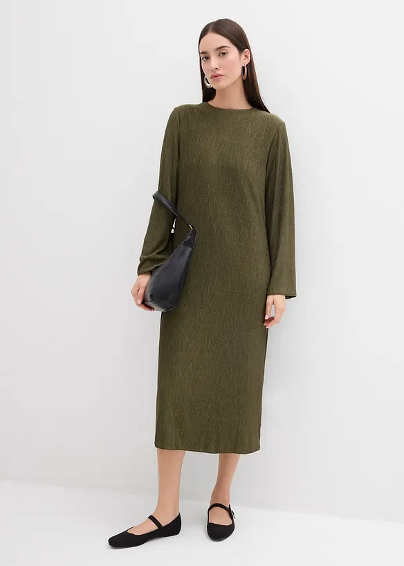 Crinkle midikjole, bonprix