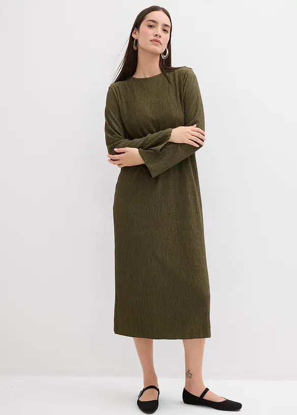 Crinkle midikjole, bonprix