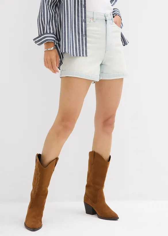 Jeansshorts High Waist, Low Stretch, bonprix