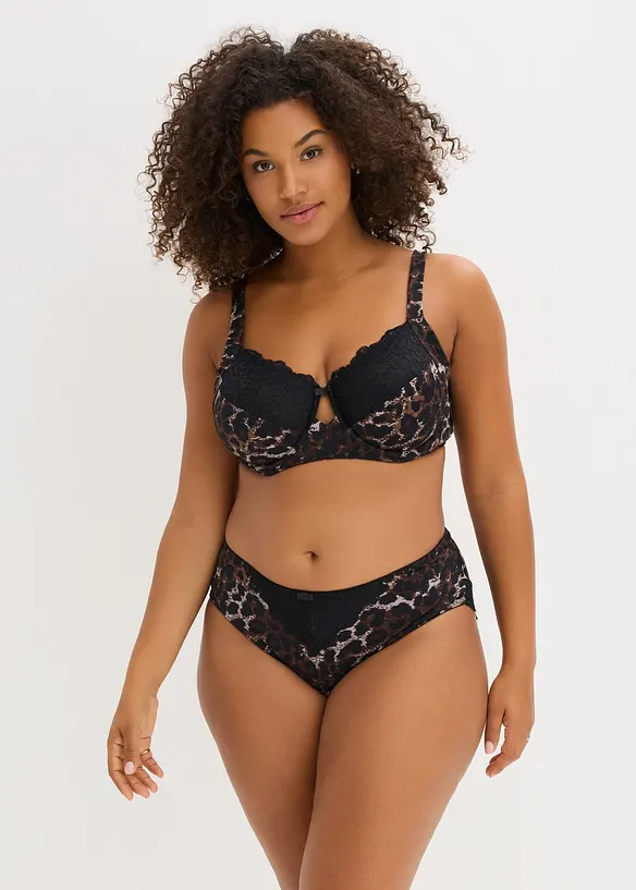 Truse med høy midje og nydelige blonder (2-pack), bonprix