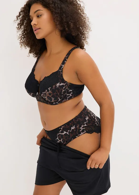 Truse med høy midje og nydelige blonder (2-pack), bonprix