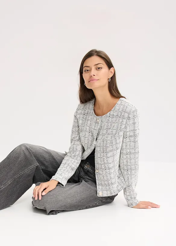 Bouclé-cardigan i bomull, bonprix