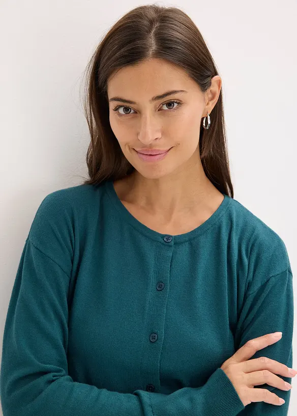 Finstrikket jakke av lett viskosemiks, bonprix