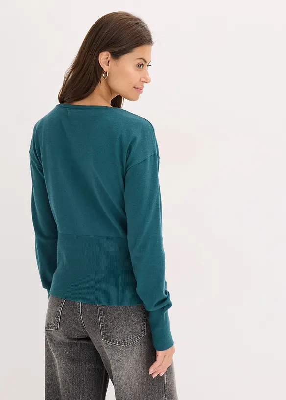 Finstrikket jakke av lett viskosemiks, bonprix