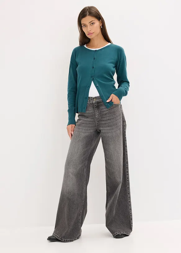 Finstrikket jakke av lett viskosemiks, bonprix