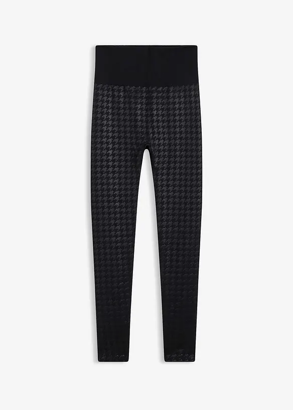 Seamless termoleggings med myk innside og houndstooth-mønster, bonprix