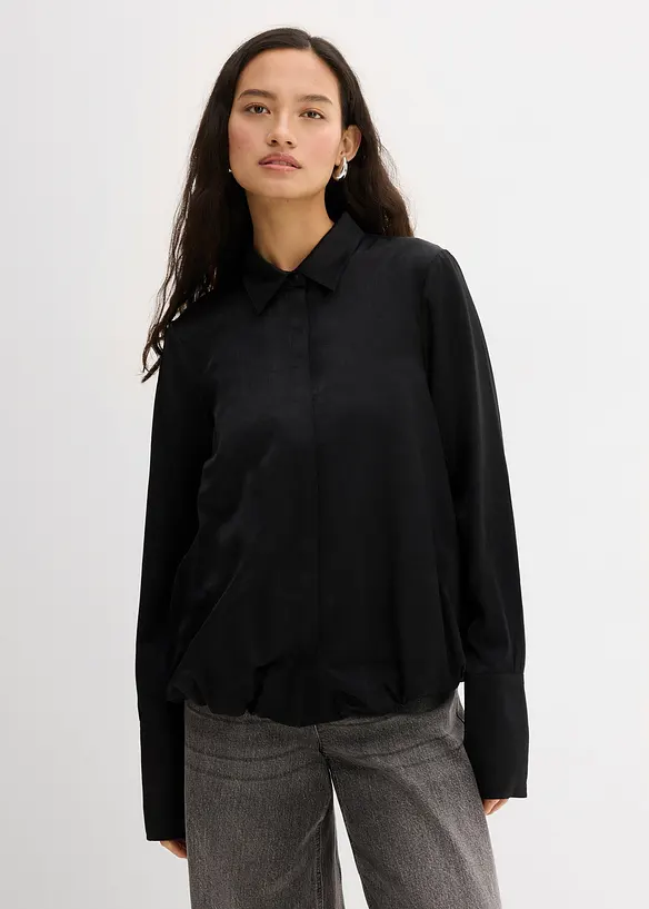 Satengbluse i viskosemiks, bonprix