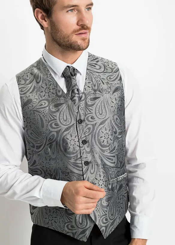 Dress med vest og plastron (sett i 5 deler), Regular Fit, bonprix