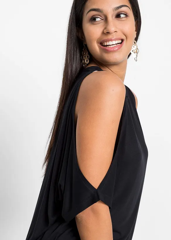 Cold shoulder-topp i viskose, bonprix