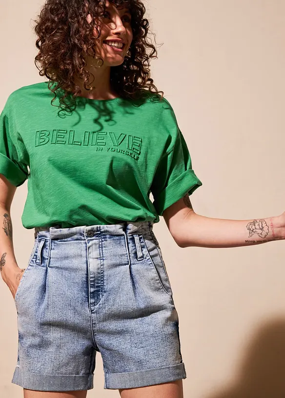 Paperbag jeans-shorts, bonprix