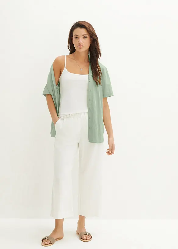Legglang culotte i lin, bonprix