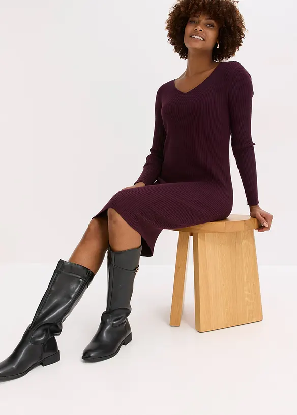 Strikket kjole med vest, 2-delt sett, bonprix