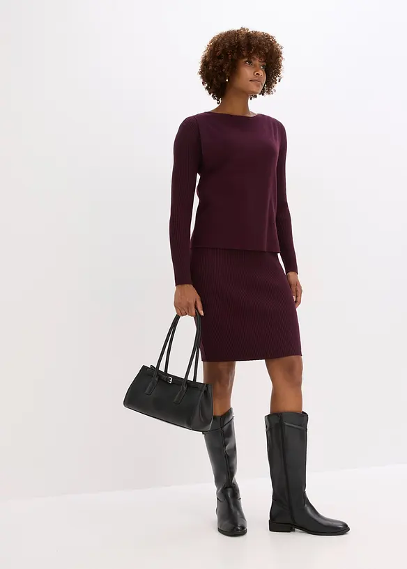 Strikket kjole med vest, 2-delt sett, bonprix