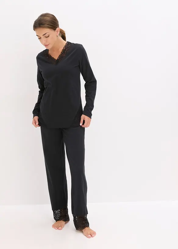 Pyjamas med delikat blonde, bonprix