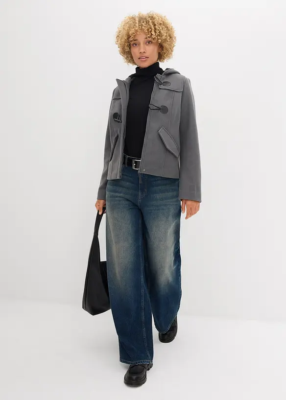 Duffeljakke i ullstil, bonprix