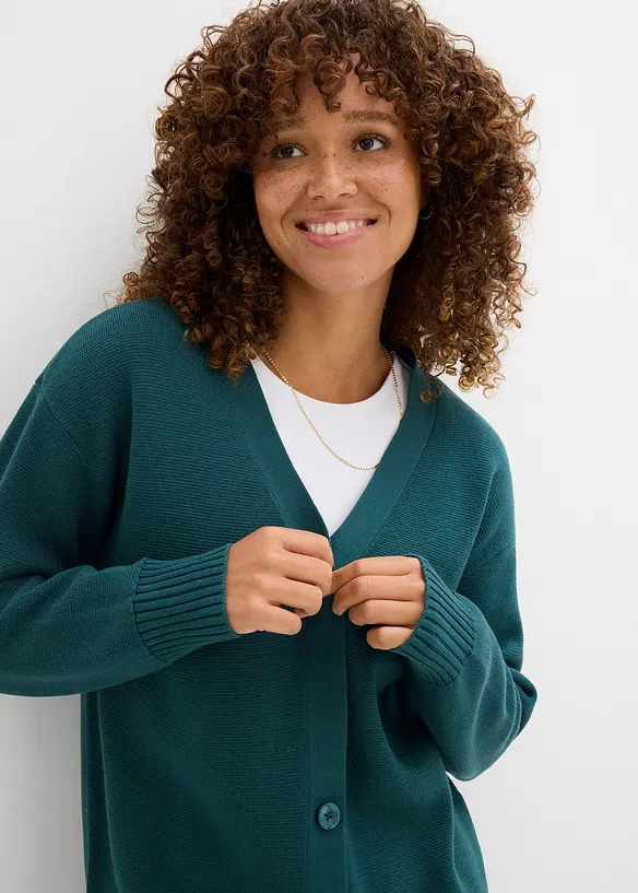 Cardigan i formstabil ribbestrikk, bonprix