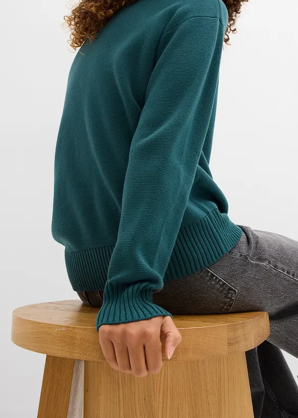 Cardigan i formstabil ribbestrikk, bonprix