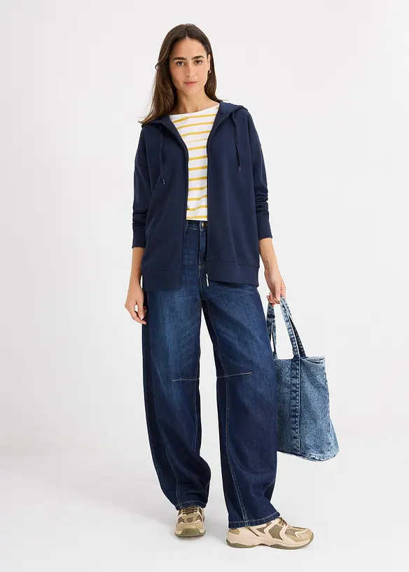 Lang sweatshirt med glidelås, bonprix