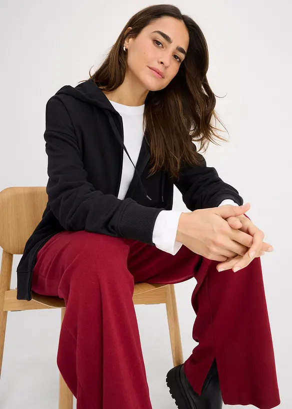 Lang sweatshirt med glidel&aring;s, bonprix