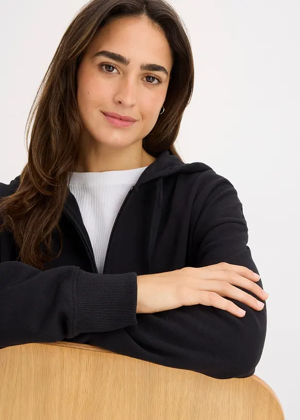 Lang sweatshirt med glidel&aring;s, bonprix