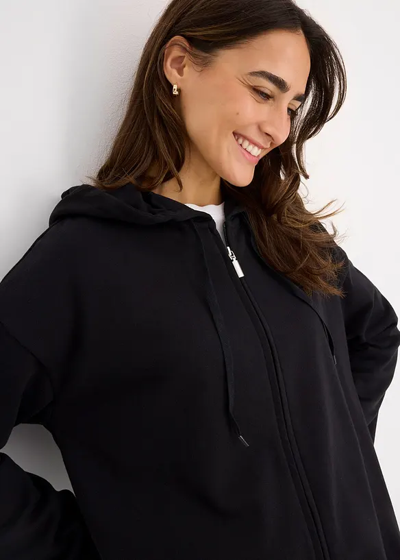 Lang sweatshirt med glidel&aring;s, bonprix