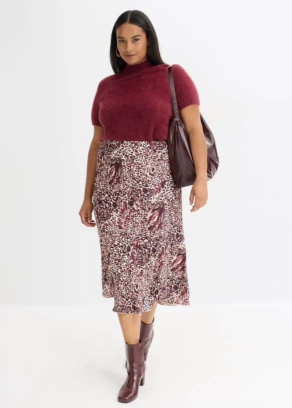 Satengskjørt med struktur, bonprix