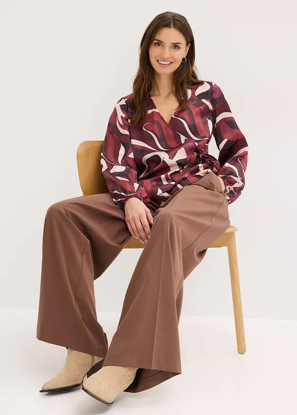 Omslagsbluse i lett sateng, bonprix
