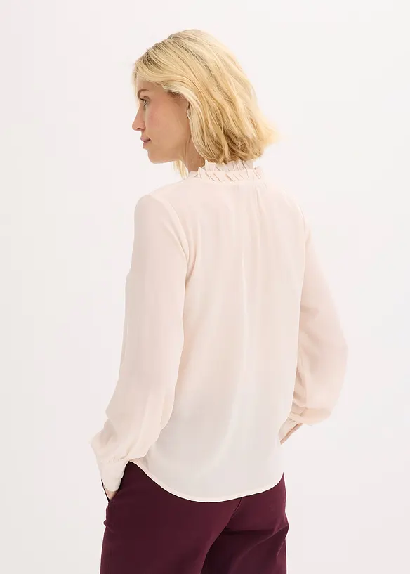 Chiffonbluse med rysjer, bonprix
