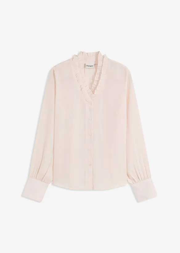 Chiffonbluse med rysjer, bonprix