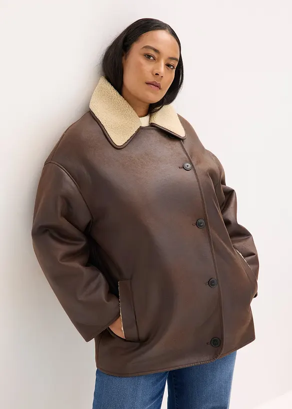 Jakke i imitert lammeskinn, bonprix